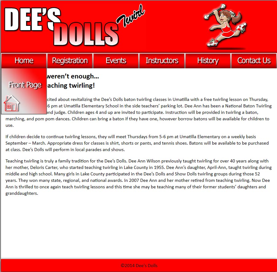 Website for Dee's Dolls Twirl